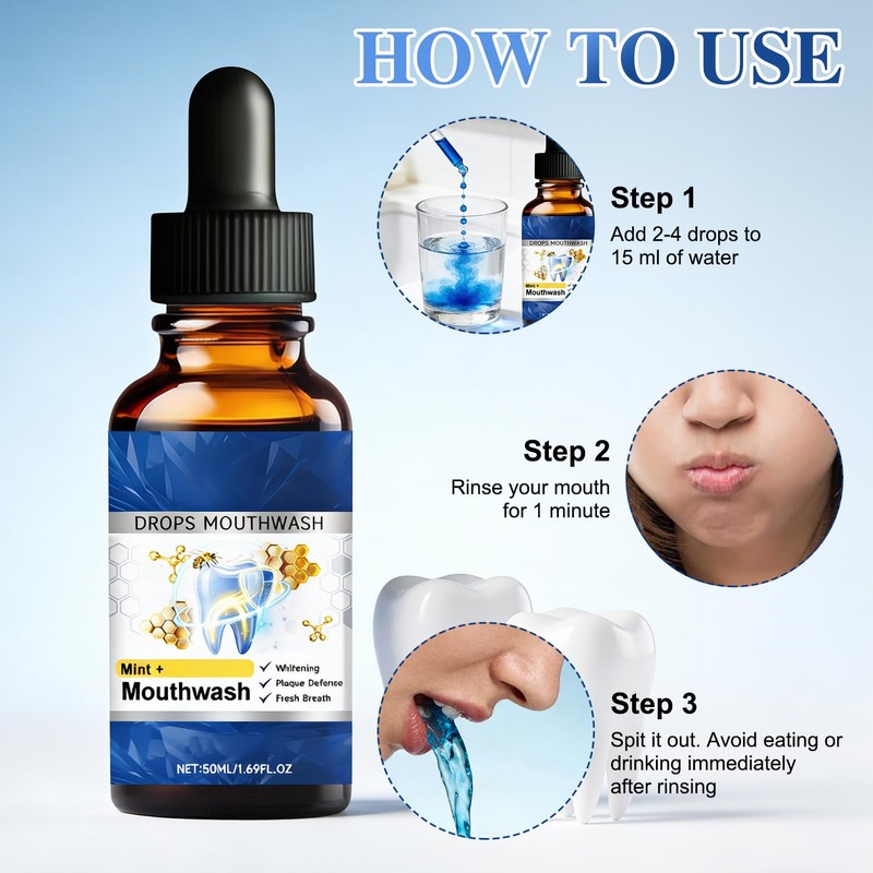 2PCS Beetakt Oral Repair Solution, Mint Flavored Oral Mouthwash，Effectively Improves