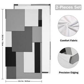 MATEKULI Black White Grey Hand Towels for Bathroom 2 Pack,Microfiber Absorbent Geometric Gray Checkered Modern Abstract Kitchen Towels,Decorative Bathroom Towels for Face,Hair,Bath,Shower 14"x28"