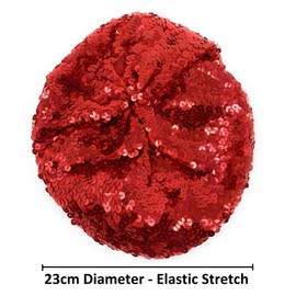Cadoline Ladies Multicolor Elastic Sequin Polyester Flapper Hat 23cm Diameter, red
