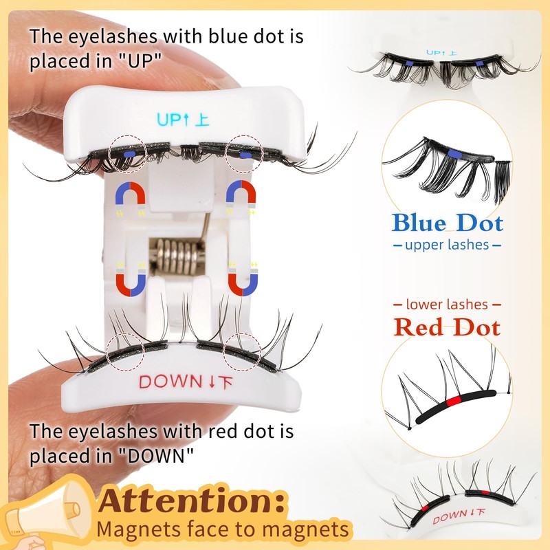 QUEWEL Upgrade Soft-Magnetic-Eyelashes Natural Look, Reusable Magnetic Lashes with Applicator,