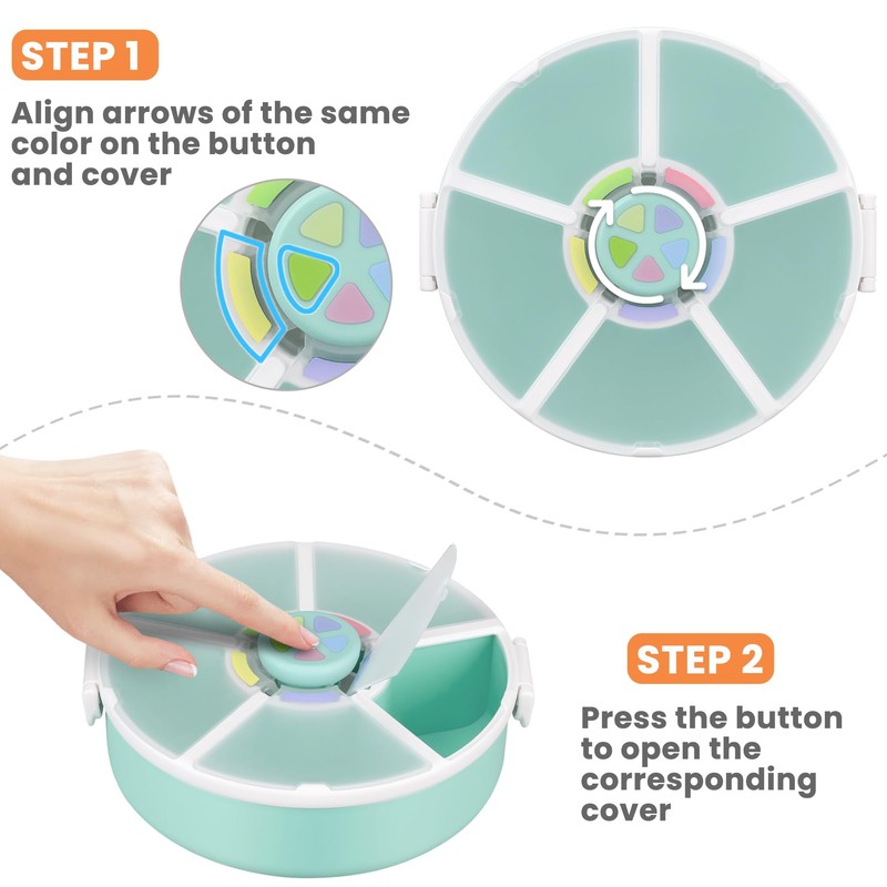 Pawtong Snack Rotator Container Reusable Snack Box with 5 Compartment