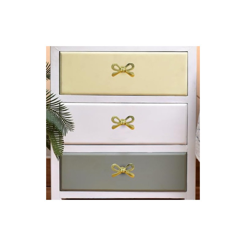Perilla Home Set of 6 Brass Bow Knobs for Cabinet