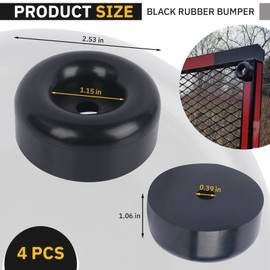 Trailer Ramp Door Rubber Bumpers - 2.5" Round Rubber Bump Stops for Cargo Trailer Doors, RV Doors & Truck Tailgates (Black, 4 Pack)