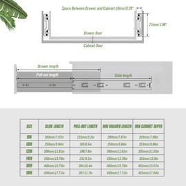 Vivikivi 2 Paar (4 Stück) Schubladenschienen 27mm Teilauszug Kugelauszug Schubladenauszug Tragkraft 20kg Seitenmontage Schubladenauszüge für Haus Küche Schrank Büro Schubladen, Schwarz, 250mm