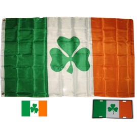 Moon Knives 3x5 3x5 Wholesale Set Shamrock Flag & Decal & License Plate - Party Decorations Supplies For Parades - Prime Outside, Garden, Men Cave Decor Flag
