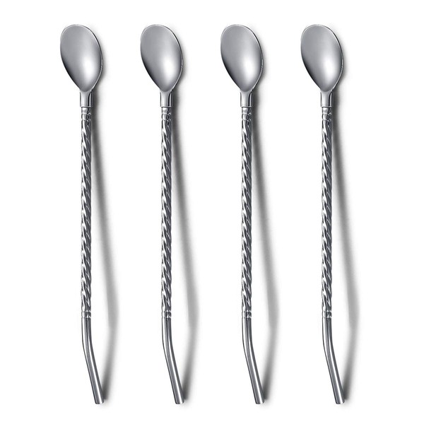 Iced Tea Spoon With Straw Handle For Drinking, 4 Pieces