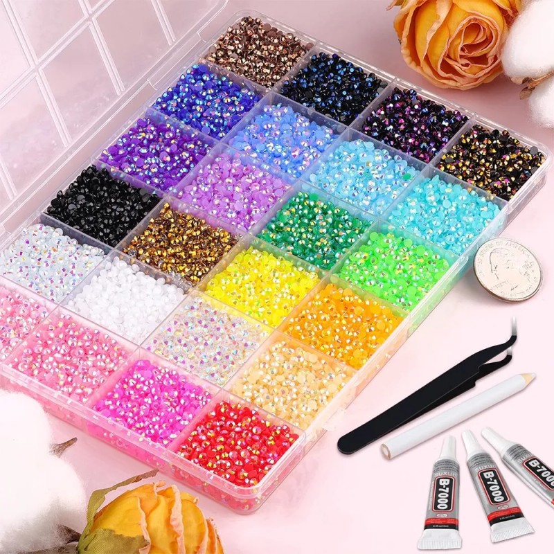 30000 Pzs Pedreria Cristal Para Uñas Decoración + Pinzas