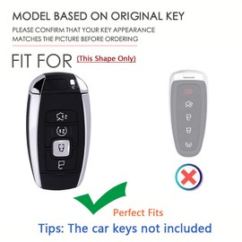 SANRILY 4 Button Key Fob Cover for Lincoln Continental MKC MKZ 2019 2018 2017 Navigator Aviator 2021 Keyless Entry Keychain Holder Full Protection Leather Key Fob Case Black