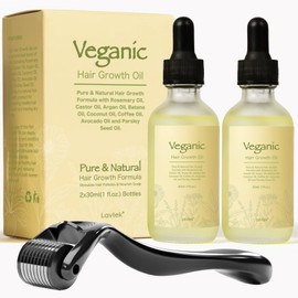 Kit de aceite vegano natural para el crecimiento del cabello, kit de aceite vegano para el crecimiento del cabello con aceite de romero, aceite de ric