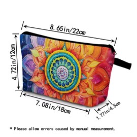 YULUENZE Colorful Mandala Makeup Bag Cute Small Organizer Bag with Zipper Colorful Mandala Cosmetic Bag Aesthetic Birthday Present for Women Sisters Friends -1