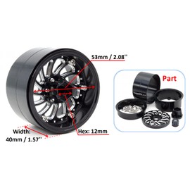 HOBBYSOUL 2.2 Beadlock Wheels Adjustable Offset Rims Wide 40mm for 1/10 RC Crawler Gen8 Everest gen 7 Pro / SCX10 Capra / TRX4 AMG 6x6 Upgrades, HS701575