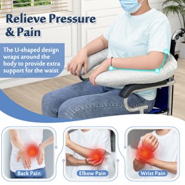 Mybow Wheelchair Pillow | Armrest Pads Wheelchair Back Support Cushion for Pressure Relief, Transport Chair Cushion Arm Trough for Wheelchair Hand Rest, Pressure Reducing C Padded Wedge Cushion