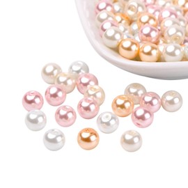 PH PandaHall 100pcs 8mm Glass Pearl beads, 460pcs Round Pearlized Loose Pearl Beads Imitation Pearl Beads for Bracelet Earring Necklace Jewellery Making DIY Craft