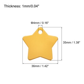 MECCANIXITY Metal Five Stars Tags Stamping,Yellow Blank Dog Tags DIY Engraving Blank Tags Aluminium for Pet Dog ID Tags,Pendant Decoration,Craft Tags,Pack of 15
