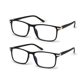 Vecien Blue Light Filter Glasses Computer Glasses PC Gaming Anti UV400 Women and Men Without Prescription Anti-Reflective, Black (2-packs, C1+C2)