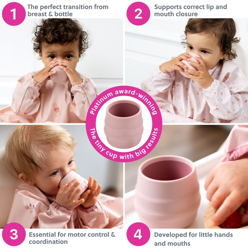 BIBaDO - Sippit Silicone Baby Cup, Blush (2-Pack) - Open