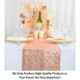 ShinyBeauty 12x108 Inches Rose Gold Table Runners Glitter Sequin Table Runner Outdoor Table Cover Rustic Wedding Table Runners Christmas Table Runner