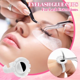 Wincredulous 100 PCS Lash Glue Rings, Lash Glue Holder, Lash Extension Volume Lashes Quick Blossom eyelash glue holder for Eyelash Extension Supply (White)