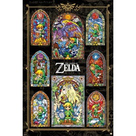 The Legend Of Zelda - Gaming Poster (Stained Glass Windows Collage) (Size: 24" x 36")