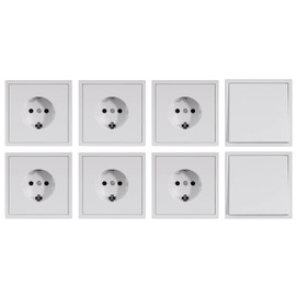 MC POWER - Socket and Switch Set | SHALLOW | Beginners | 16 Pieces, Clamp Connection, White, Matt