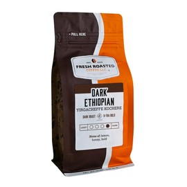 Fresh Roasted Coffee, Dark Ethiopian Yirgacheffe Kochere, 12 oz, Dark Roast, Kosher, Ground