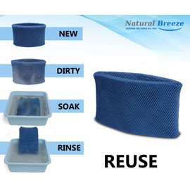 NATURAL BREEZE Reusable filter replacement compatible replacement for wick filters Holmes HWF 62 Filter A, Sunbeam SF212, Honeywell HC 25, HWF 62