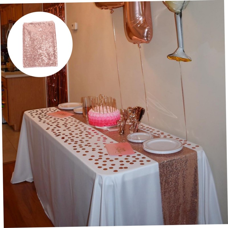 Ciieeo Elegant Sequin Tablecloth 250x30cm Polyester PVC Home Table Cover