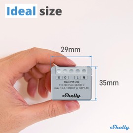 Shelly Wave PM Mini - 1-Channel Z-Wave Smart Power Meter Module 16A, Remote Control via app and Real-time Energy Monitoring, Z-Wave Hub Required, Low Power Consumption, SmartStart Set-up