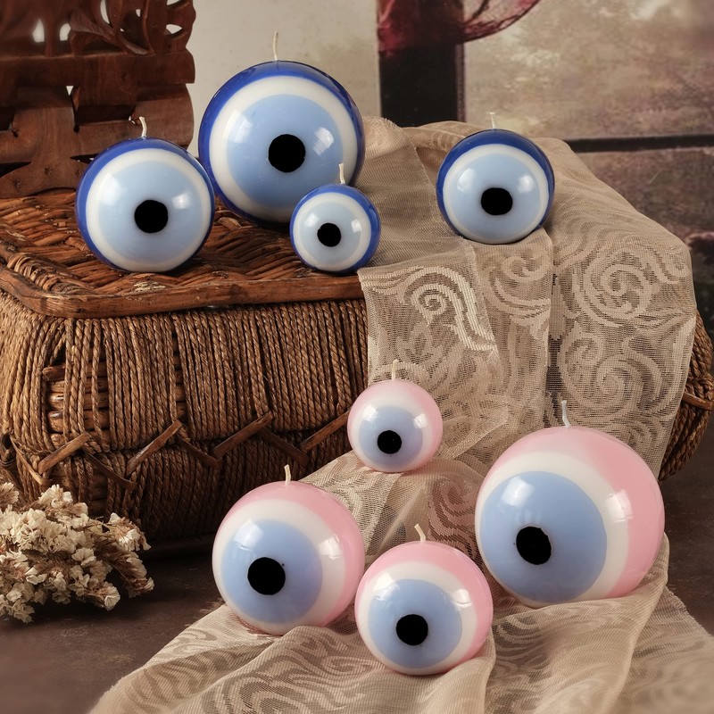 BCS Blue Evil Eye Candle - Nazar Home Decor -