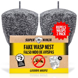 Super Ninja Fake Wasp Nest - 2 Pack, Wasp Nest Decoy for Outdoor Hanging, Yellow Jackets & Bee Repellent Outdoor, Waterproof & Tear-Resistant Deterrent for Patio & Garden