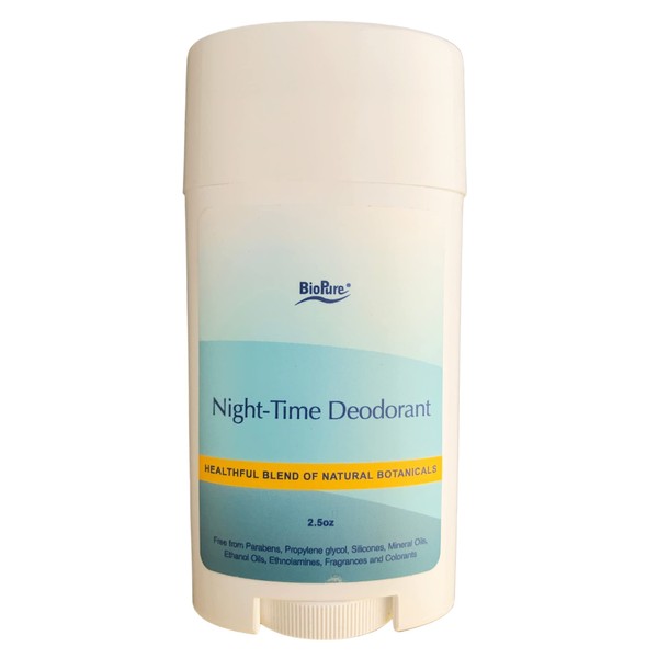 BioPure Night-Time Deodorant – Organic & All-Natural Botanicals, Emollients and Herbal Extracts to Balance pH, Reduce Odors, Detox Skin, and Support Lymphatic Circulation – 2.5oz