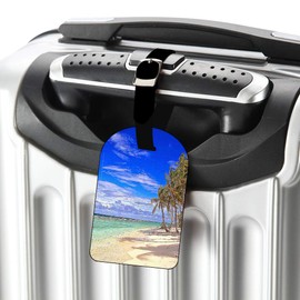 Nicokee Tropical Beach-Island Sky Clouds Vacation Luggage Tags Carry-On Cards Leather Travel Suitcase Bag Labels Baggage Tags