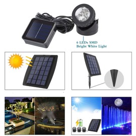 Solar Spotlight Light, SUAVER Waterproof Spotlight LED Outdoor Underwater Spotlight Solar Garden Light Landscape Lighting for Garden, Fountain, Patio, Lawn (Type 1-White)