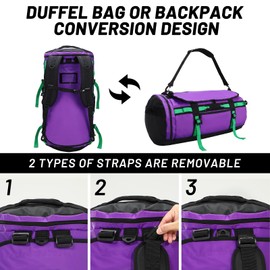 MIER Large Duffle Backpack Sports Gym Bag with Shoe Compartment, Heavy Duty and Water Resistant, Purple, 45L