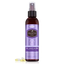 HASK Thickening BIOTIN 5-in-1 Leave In Conditioner Spray for all hair types, color safe, gluten free, sulfate free, paraben free - 6 Fl Oz