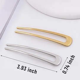 hisial 6Pcs Metal French Hair Pins for Women 3.9 Inch U Shape Hair Sticks Vintage Hair Fork for Buns(Gold/Silver)