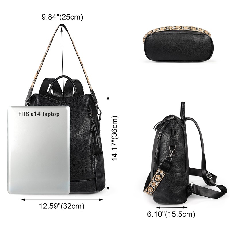 UTO Backpack Womens Ladies Rucksack Bags Double Zipper Side Pockets