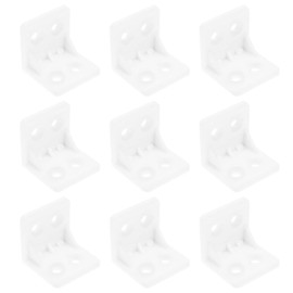 The Lord of the Tools 100PCS Furniture Corner Brace Plastic Angle Corner Bracket 4-Hole Right Angle Board Holder L Shape Corner Support for Table Box Cabinet White