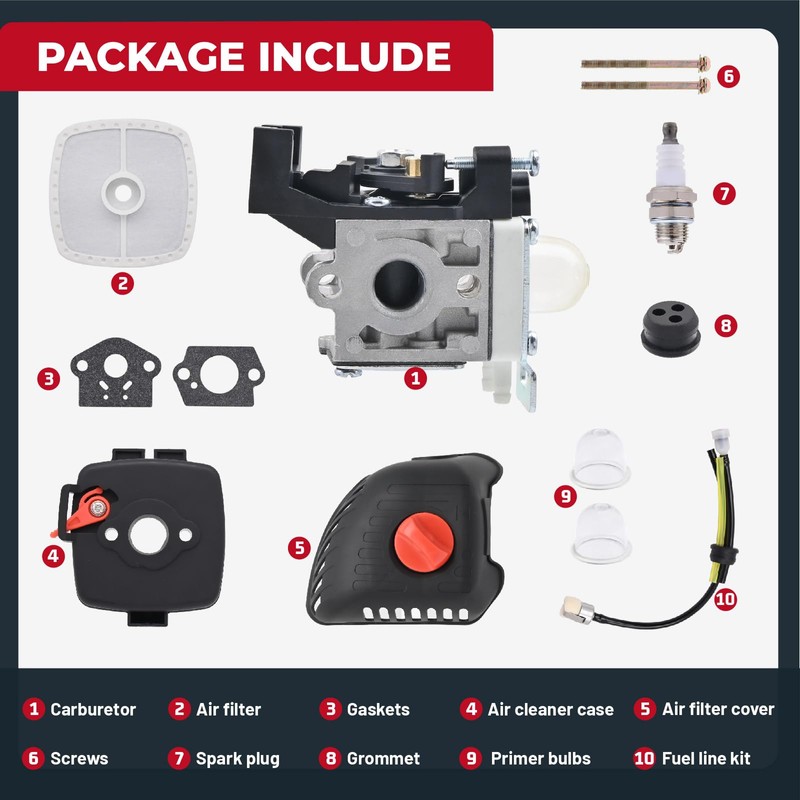 NIMTEK SRM 225 Carburetor with Air Filter Cover Cleaner Case