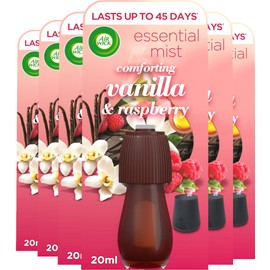 Air Wick Essential Mist Refills| Eliminates Odour and long lasting fragrance|Fragrance : Vanilla & Raspberry| Contains : 6 Refills| Usage: Lasts Upto 270 days (45 Days per refill)