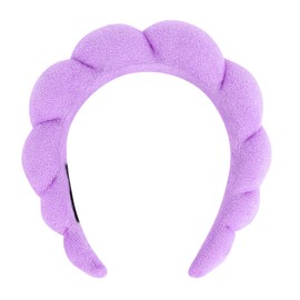 Araluky Women Spa Headband for Washing Face Makeup Headband Puffy Sponge Headbands Skincare Headbands for Women Girls Terry Cloth Headband for Skincare Makeup Removal Shower Hair Accessories (Purple)