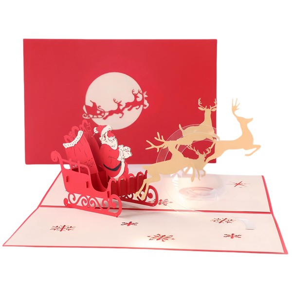 scicent Christmas Cards with Envelope Pop-Up Christmas Card Santa Claus