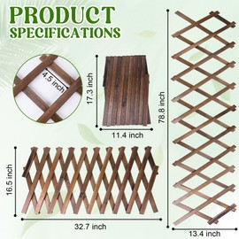 Wood Lattice Fence Panels for Outside 13.4"x78.8" Expandable Natural Wooden Wall Trellis Board Decorative Lattice Trellis Frame for Climbing Plants Vine Ivy Rose Outdoor Balcony Garden 2 Pcs