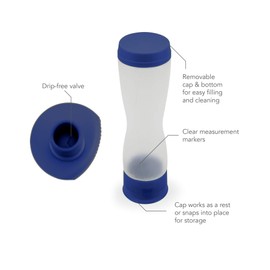 Tovolo Flow Pen 2.0 With Removable Cap 3-Cup Capacity Dispenser, Easy-Squeeze Batter Bottle With Mess-Free Valve for Pancake Art, Deep Indigo