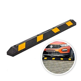 Zento Deals Rubber Parking Curb Garage Car Stopper - Parking Wheel Stopper Block 72” Wide Easy to Install, Black/Yellow Reflective Parking Block; for Car, Truck, Trailer and RV