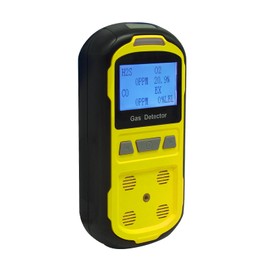 Upgraded 4 Gas Monitor Multi Gas Detector, Yfwsrecinoe Gas Leak Detector, Rechargeable 4 Gas Monitor Ex H2s Co O2 with LCD Multiple Indicator (Yellow)