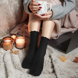 Bencailor 6 Pairs Tabi Split Toe Socks Frilly Tabi Cotton Sandal Socks for Men Women(Classic Colors,8-11)