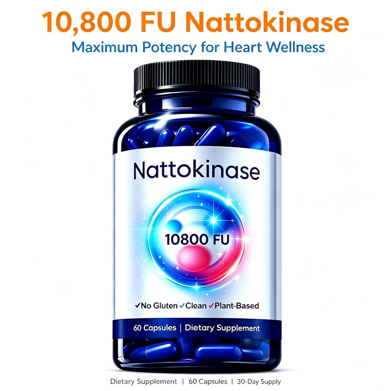 OrganicNattokinase 10800 FU,Vegan,Gluten Free,Non-GMO,60 Count (1pc)