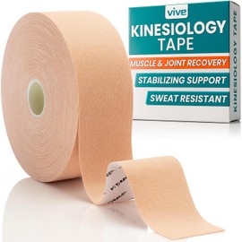 Vive Cinta de kinesiología (105 pies) – Cinta de apoyo atlético terapéutico – Rollo Kensio sin cortar – Recuperación muscular y articulaciones para alivio del dolor de hombros, espalda, rodilla, codo y tobillo – Impermeable para deportes