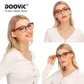 DOOViC 4-Pack Reading Glasses Blue Light Blocking Computer Readers Anti Eyestrain New Classic Style Spring Hinge Glasses for Women 1.0 Strength